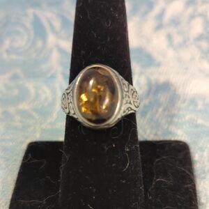 Sterling Silver Amber Ring